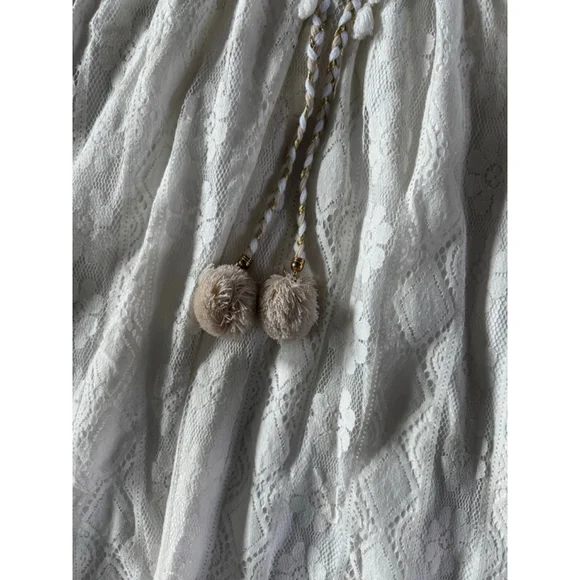 Boho Lace Hi Low Maxi Dress Ivory Cottagecore Romantic Festival EUC No Tags - Picture 9 of 11